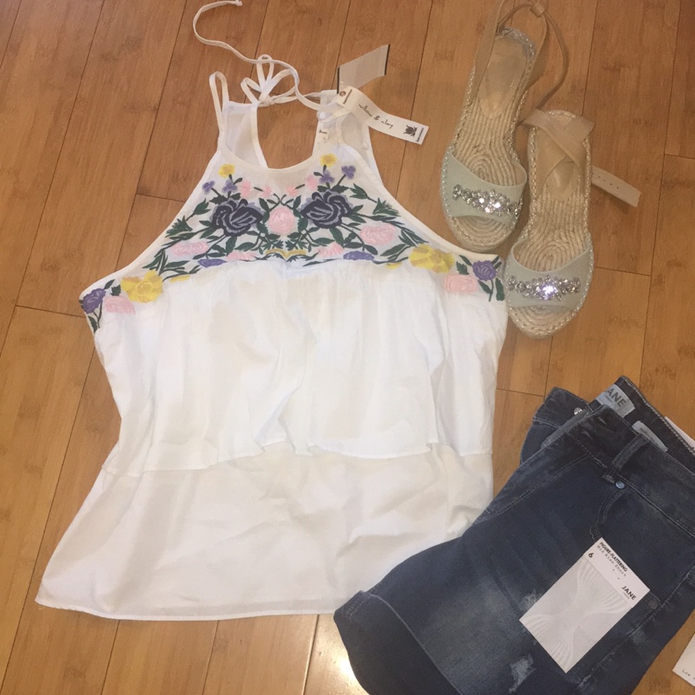 Willow & clay embroidery tank
